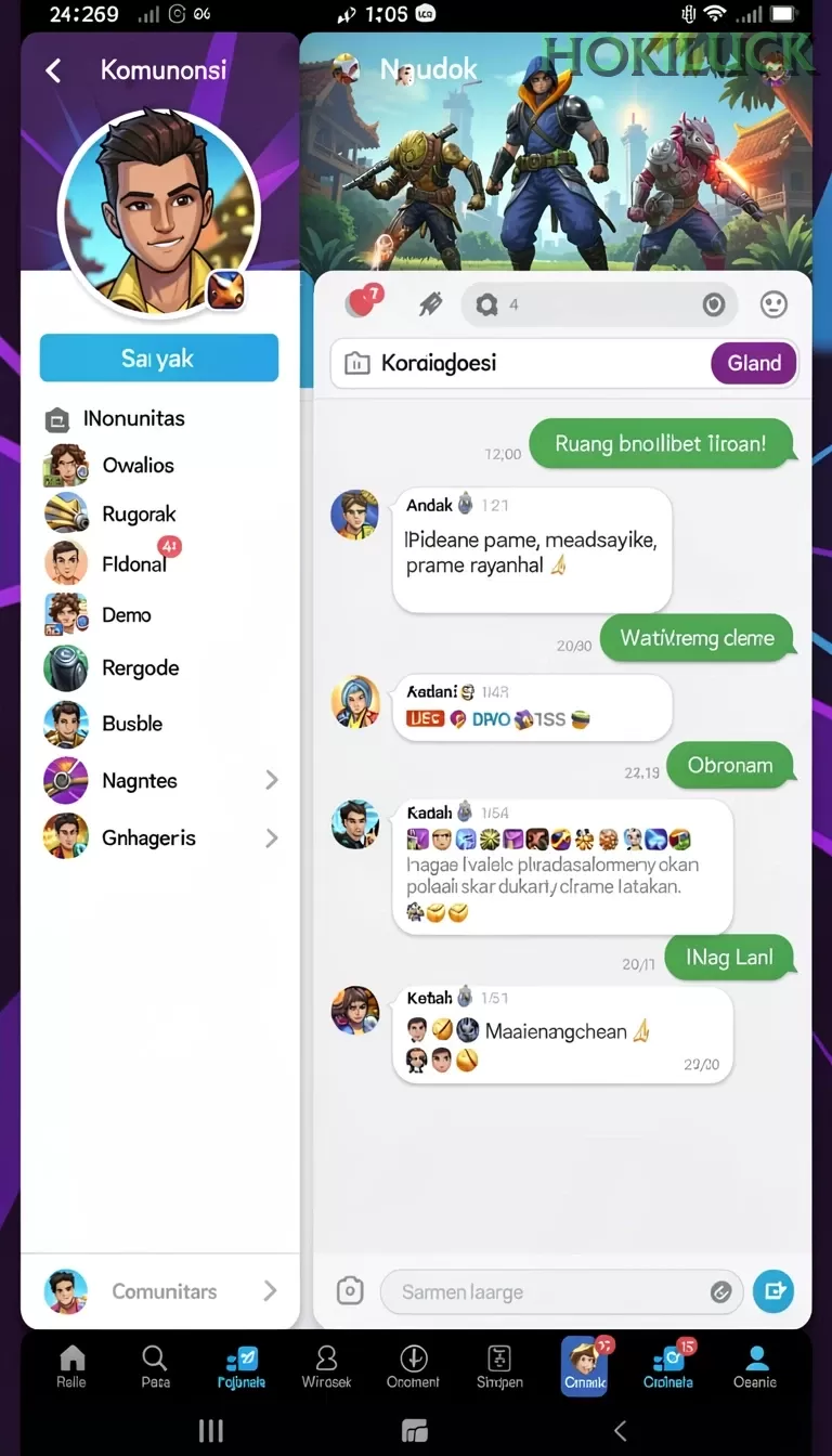 Cuplikan layar HP777 — menu navigasi